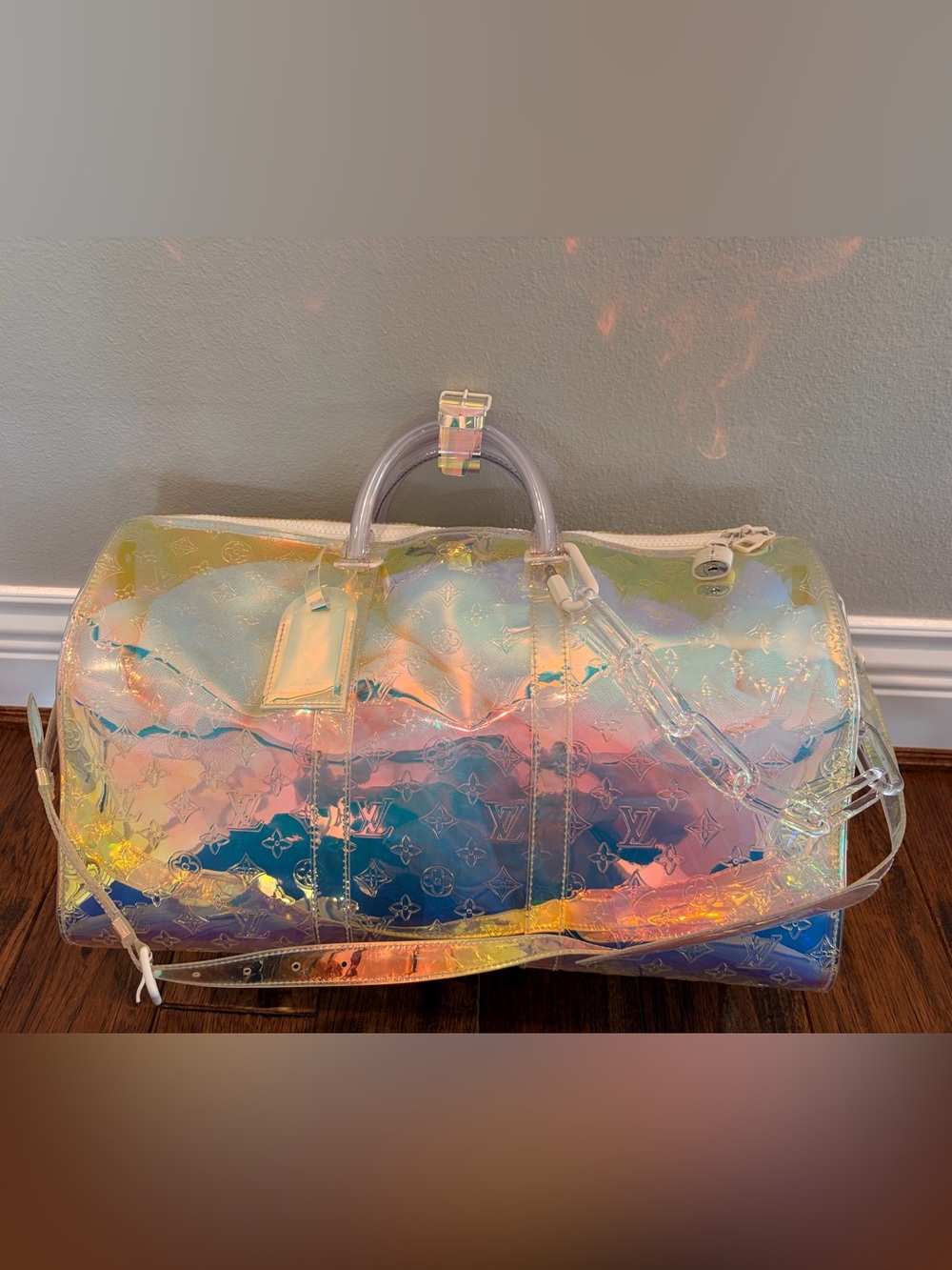 Louis Vuitton Keepall Bandoulière 50 Prism Iridescent PVC Virgil Abloh SS19